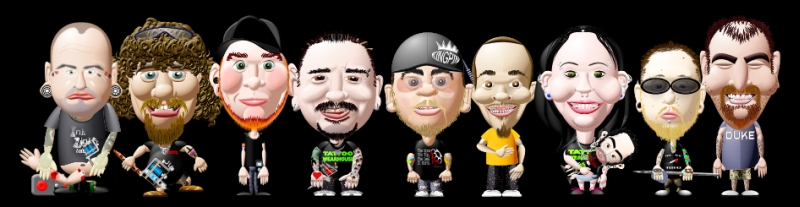 3D Caricature of the staff from Spartanburg's Tattoo Wearhouse 2008